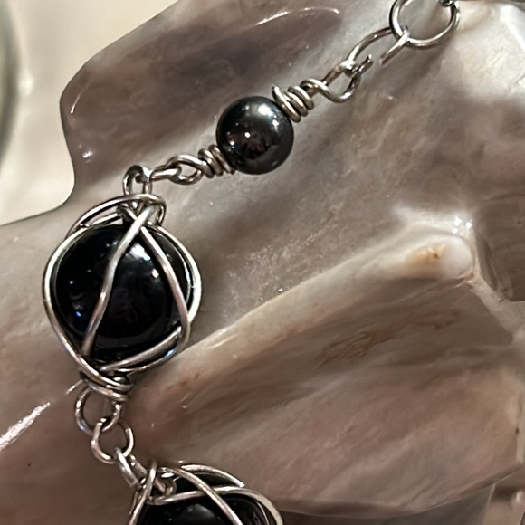 Twisted in Black wire wrap bracelet - Picture 3 of 7